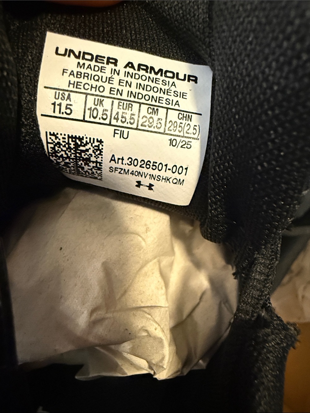Under Armour Black and White Men's Athletic Sneakers - Picture 4 of 6